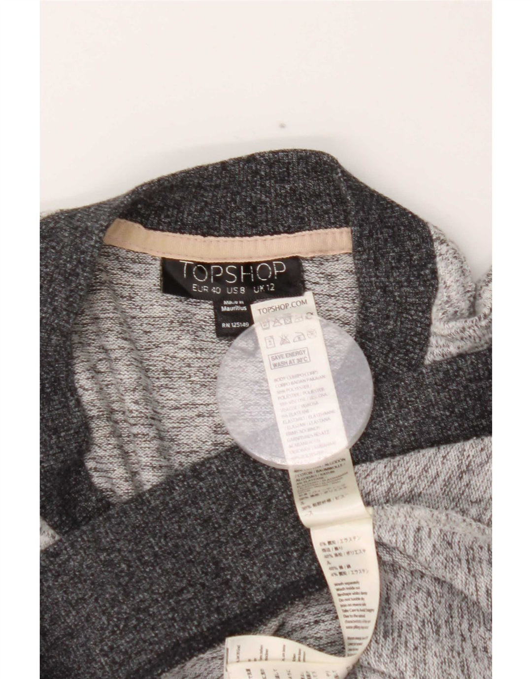 Maglione maglione girocollo da donna Topshop UK 12 Grigio medio chiazzato
