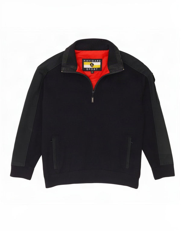 Navigare Uomo Maglia 1/4 Zip Felpa Maglione Medio Blu Navy Sportivo