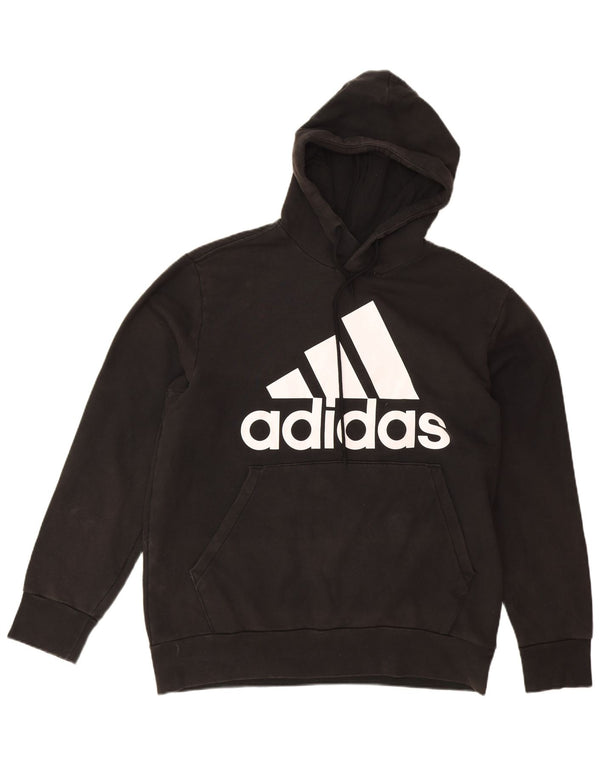 Felpa con cappuccio grafica da uomo Adidas Large in cotone nero