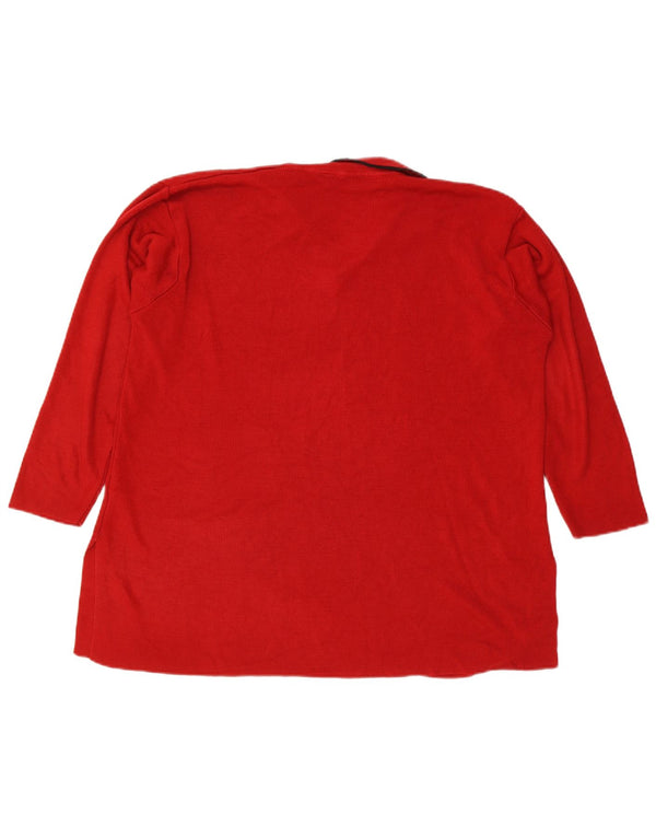 Polo a maniche lunghe da donna Marks & Spencer UK 18 XL a righe rosse