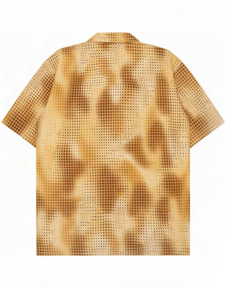 Camicia vintage da uomo con motivo astratto Poliestere maculato marrone medio