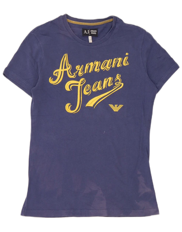 T-shirt grafica da uomo Armani Top in cotone blu medio