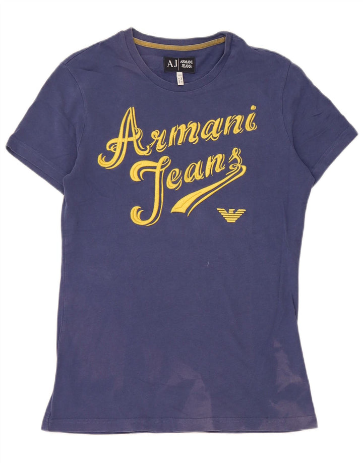 T-shirt grafica da uomo Armani Top in cotone blu medio