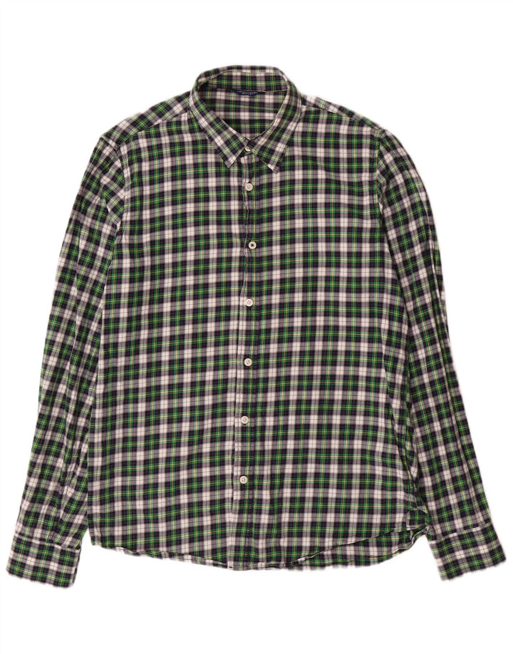 Camicia da uomo in flanella Rifle in cotone a quadri verde medio