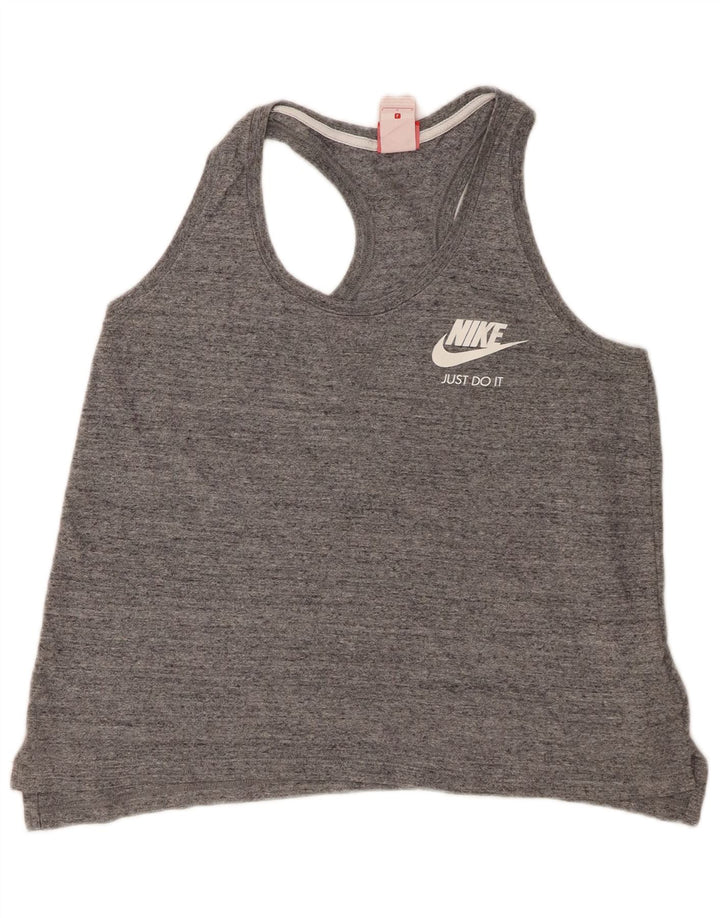 Canotta grafica Nike da donna UK 16 grande cotone chiazzato grigio