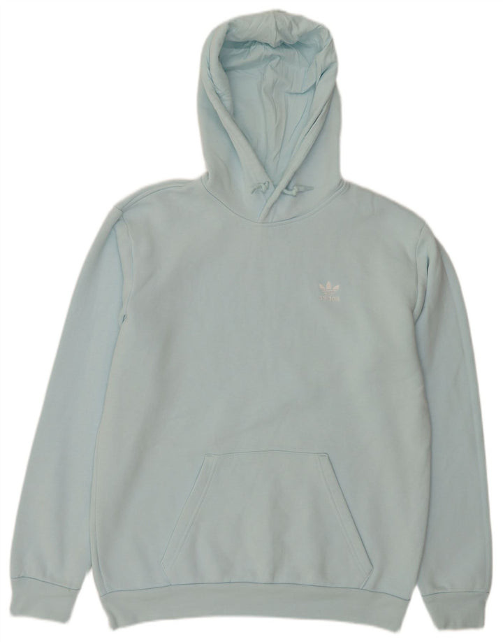 Felpa con cappuccio da uomo Adidas in cotone blu medio
