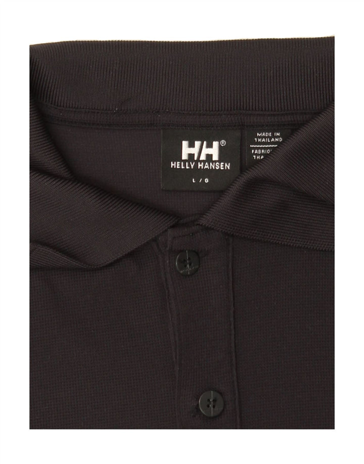 HELLY HANSEN Mens Polo Shirt Large Black Nylon Vintage Helly Hansen and Second-Hand Helly Hansen from Messina Hembry 