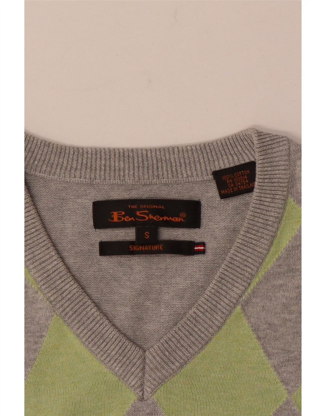 Canottiera da uomo Ben Sherman, piccola, in cotone grigio a rombi/diamante