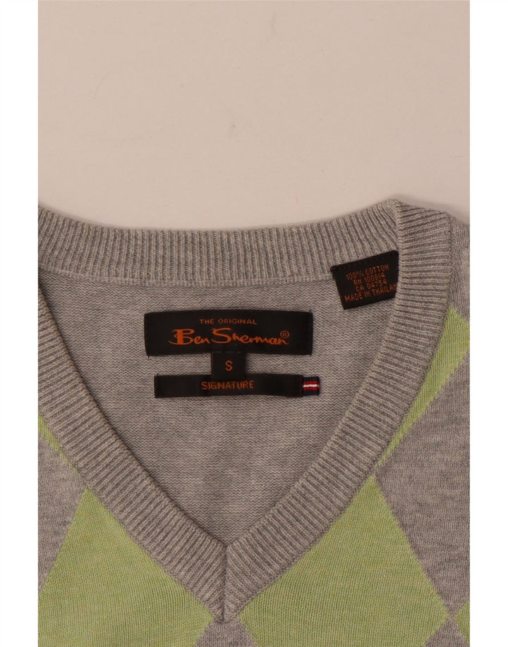 Canottiera da uomo Ben Sherman, piccola, in cotone grigio a rombi/diamante