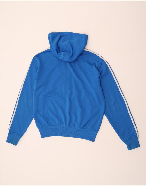 Maglione con cappuccio e zip grafica Adidas da uomo in poliestere blu medio
