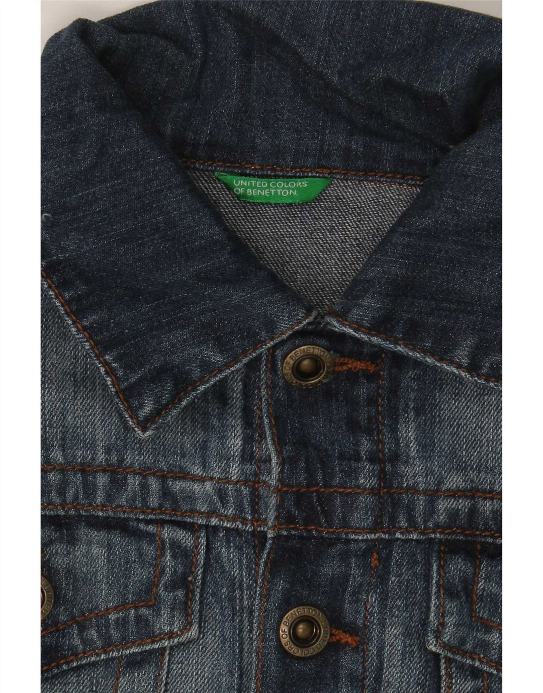 Benetton Giacca corta in denim da donna UK 10 Small Blu navy