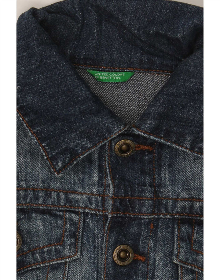 Benetton Giacca corta in denim da donna UK 10 Small Blu navy