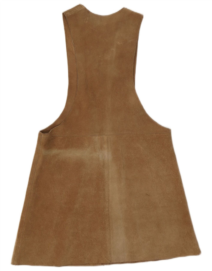 Abito scamiciato vintage da donna in pelle scamosciata EU 38 Marrone medio