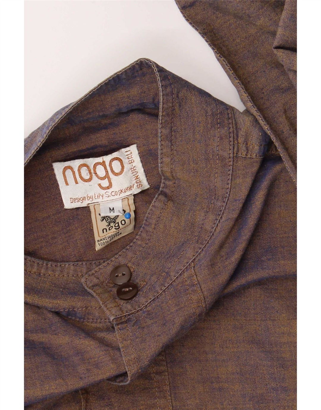 Camicia vintage da uomo in cotone marrone medio