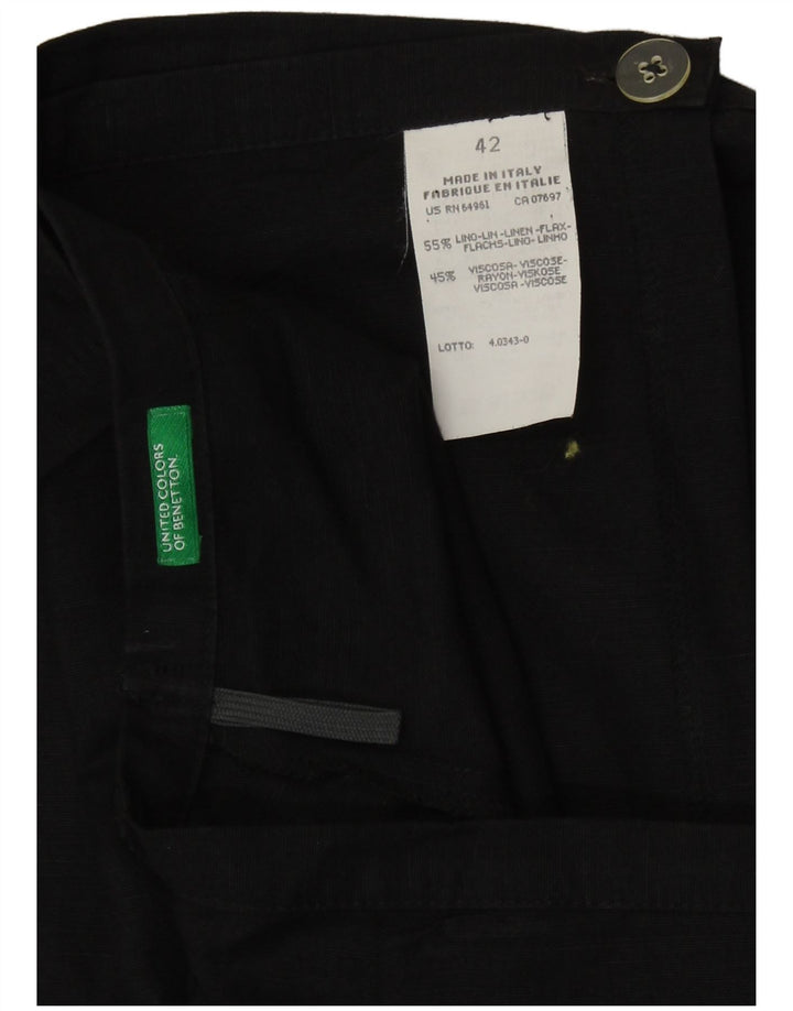 Gonna a portafoglio da donna Benetton IT 42 Media W27 Lino nero