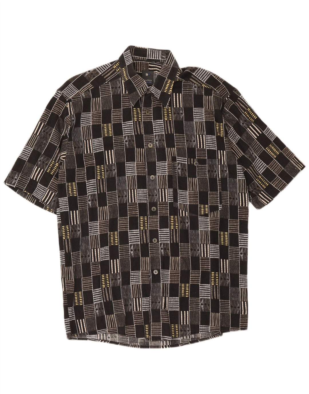 Casa Moda Camicia a maniche corte da uomo taglia 40 cotone geometrico nero medio