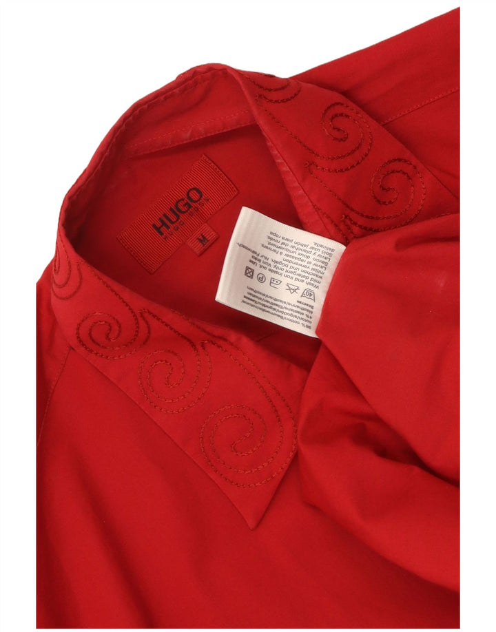 Camicia da uomo Hugo Boss in cotone Paisley rosso medio
