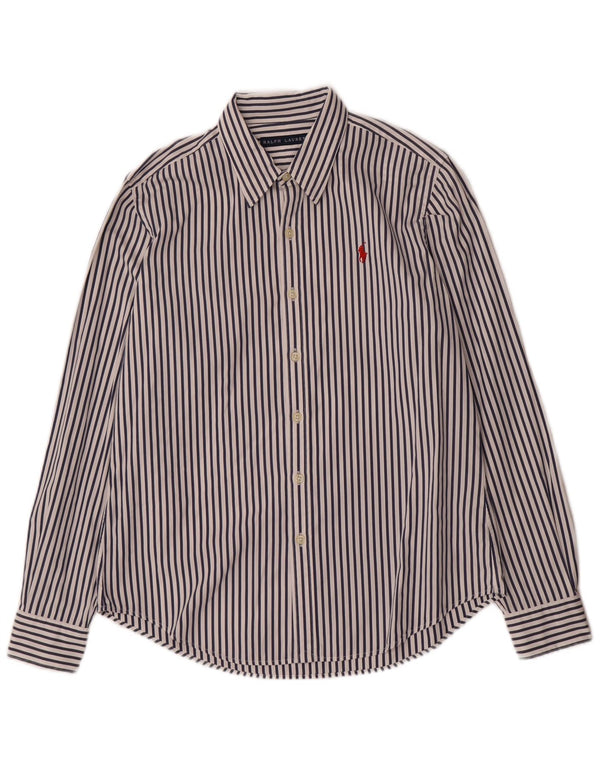 Camicia da donna Ralph Lauren US 10 grande cotone gessato blu navy