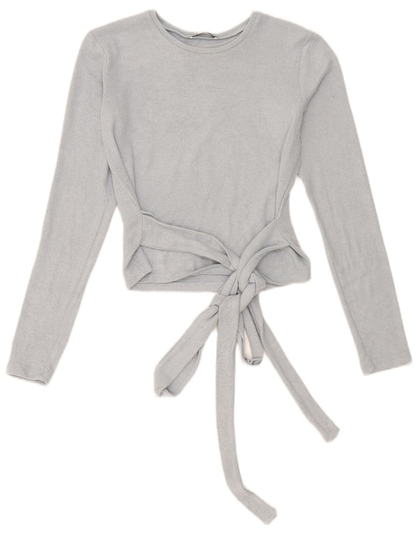 Top corto da donna Zara a maniche lunghe UK 10 piccolo blu