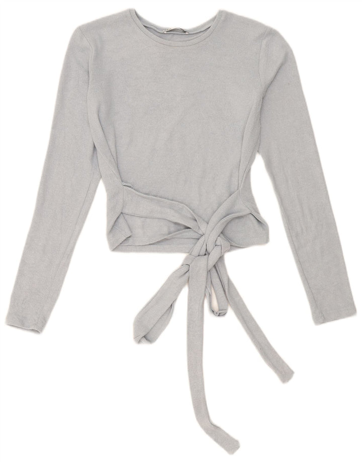 Top corto da donna Zara a maniche lunghe UK 10 piccolo blu
