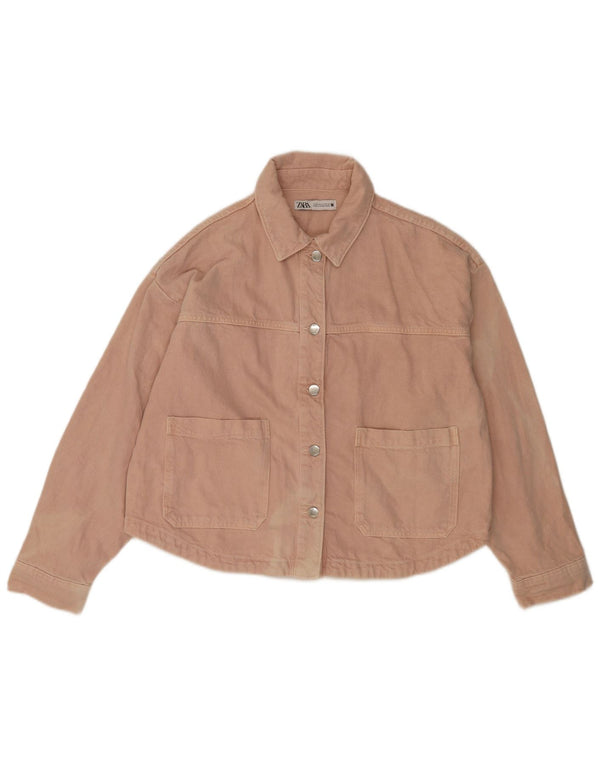 Giacca di jeans oversize da donna Zara UK 14 Cotone rosa medio