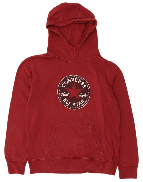 Felpa con cappuccio grafica da uomo Converse piccola in cotone bordeaux