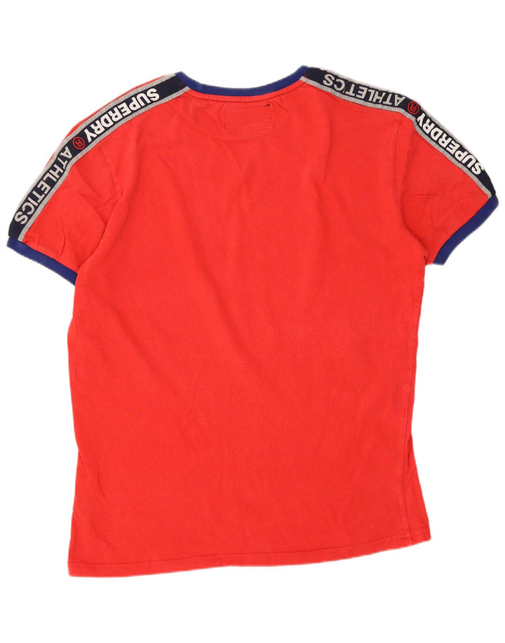 T-shirt grafica da uomo Superdry Top grande in cotone color block rosso