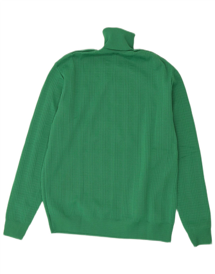 Maglione maglione vintage da uomo con collo alto IT 50 verde medio