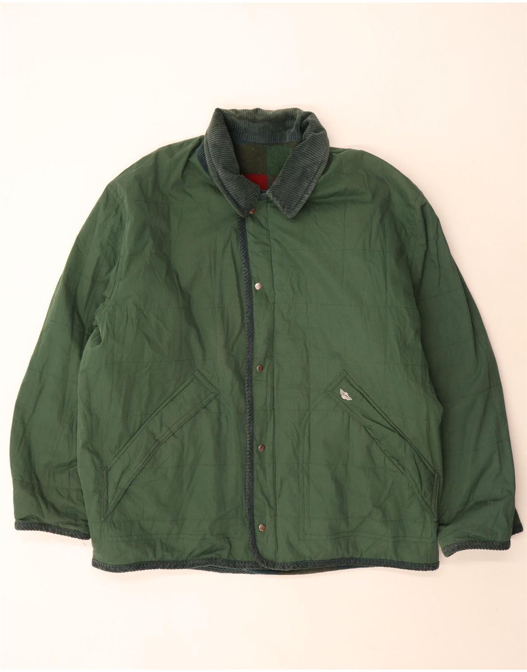 Giacca reversibile da uomo vintage UK 44 2XL a quadri verdi
