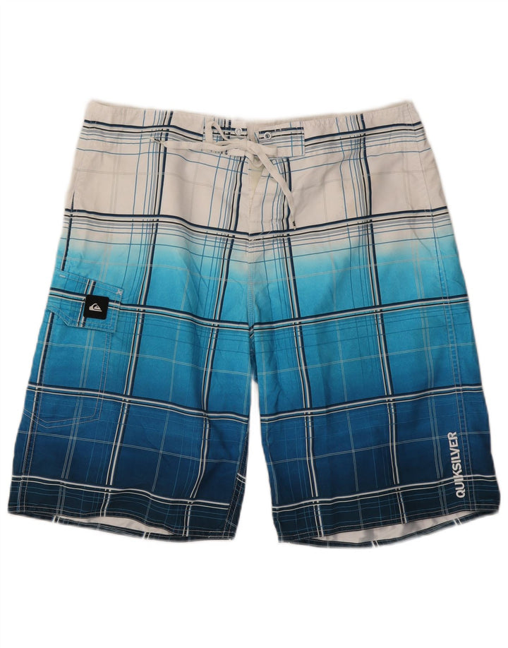 Pantaloncini da bagno da uomo Quiksilver grandi in poliestere a quadri blu