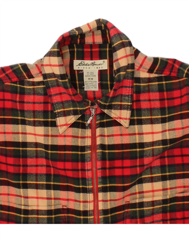 EDDIE BAUER Womens Longline Pullover Shirt UK 14 Medium Red Check Cotton Vintage Eddie Bauer and Second-Hand Eddie Bauer from Messina Hembry 