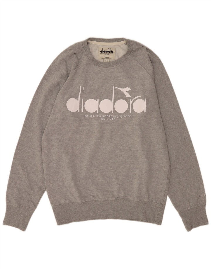 Felpa grafica da uomo Diadora Maglione in cotone grigio medio