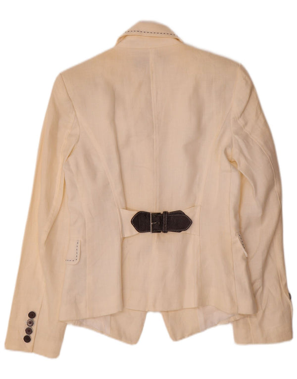 Giacca blazer a 1 bottone da donna Zara UK 12 poliestere bianco medio