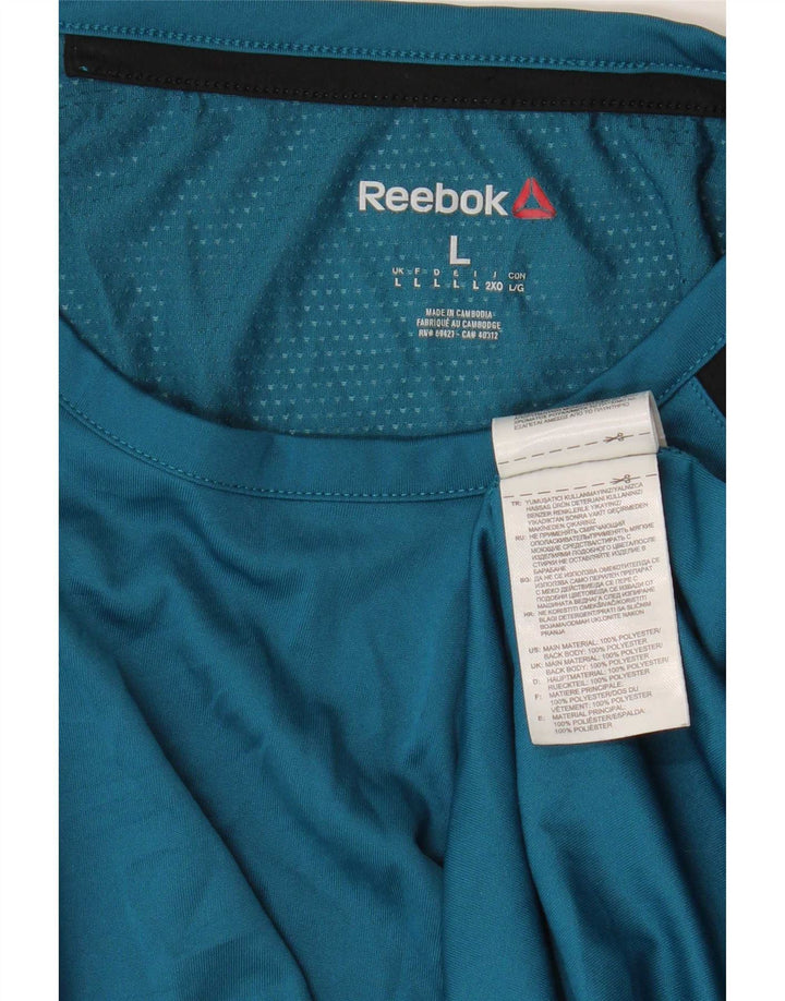 T-shirt Reebok da uomo Top Large in poliestere color block blu