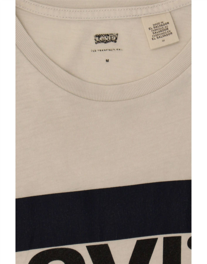 LEVI'S Mens Graphic T-Shirt Top Medium Off White Vintage Levi's and Second-Hand Levi's from Messina Hembry 