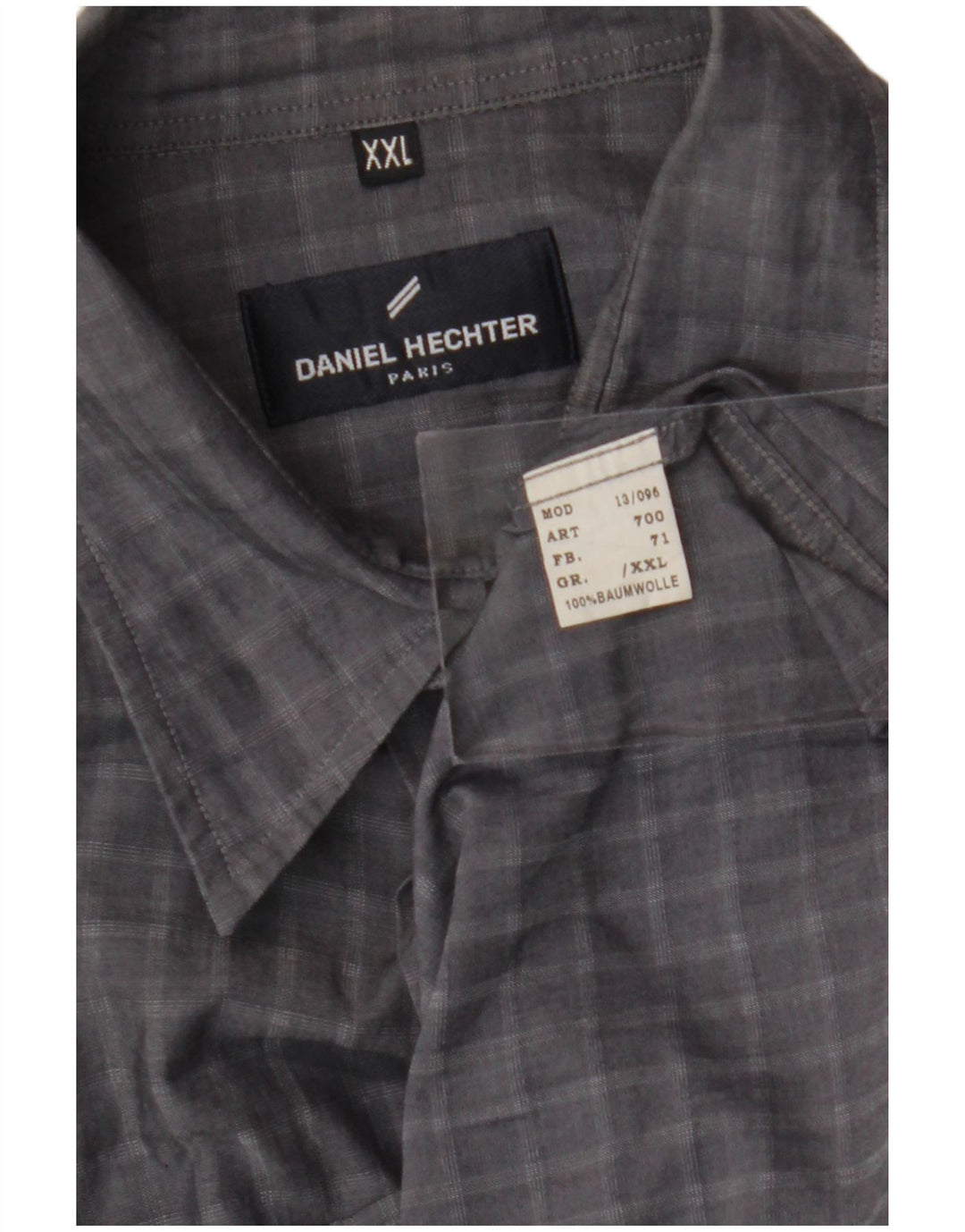 Camicia da uomo DANIEL HECHTER 2XL in cotone a quadri grigi