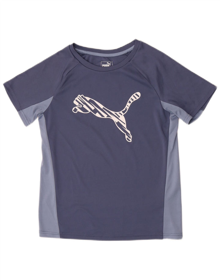 T-shirt grafica da donna Puma UK 12 Poliestere color block blu medio