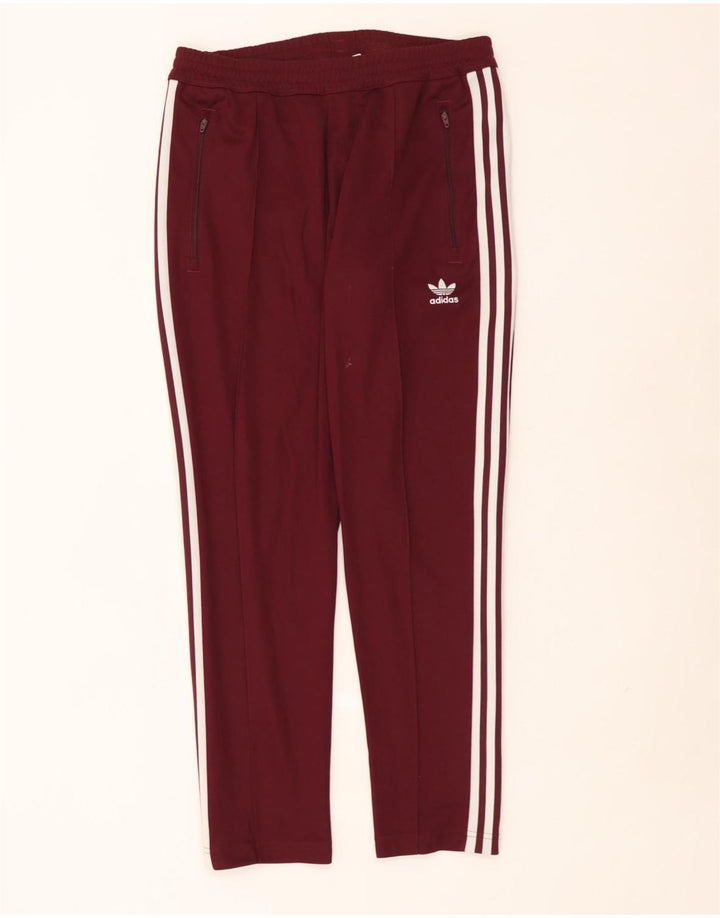 Pantaloni da tuta Adidas da uomo in cotone bordeaux medio