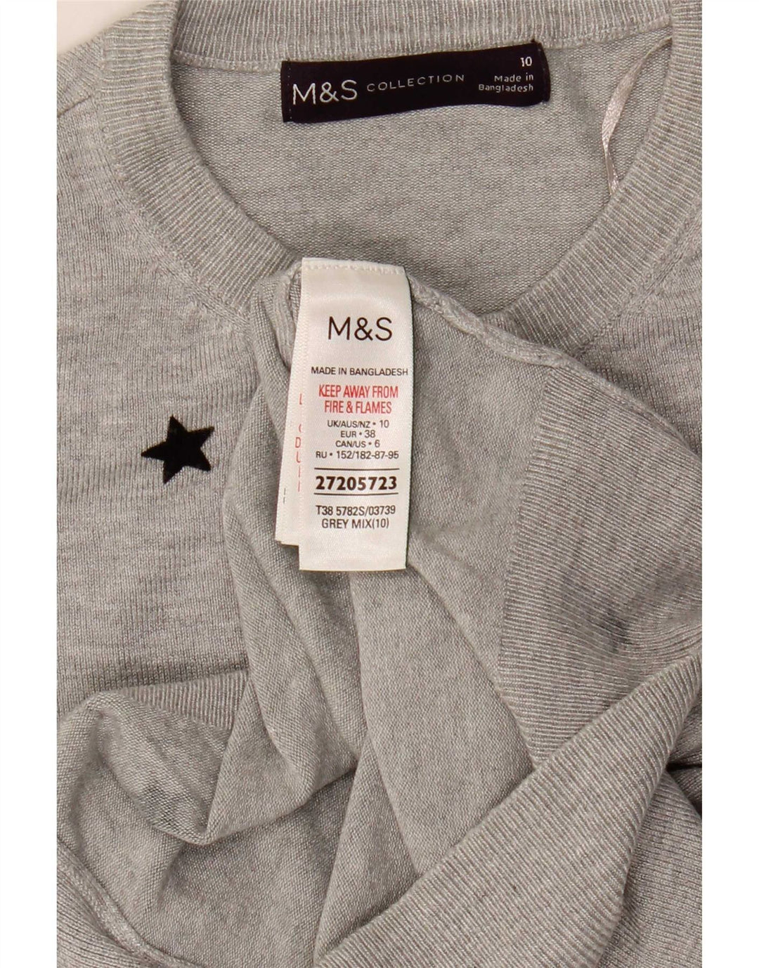 Maglione cardigan corto da donna Marks & Spencer UK 10 piccolo grigio