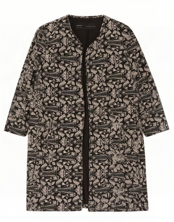 Soprabito aperto da donna con maniche a 3/4 Zara UK 14 medio nero floreale