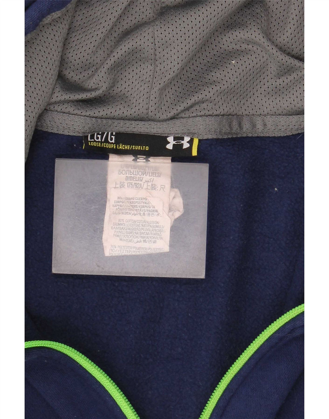 Felpa con cappuccio e zip da uomo Under Armour grande in cotone blu