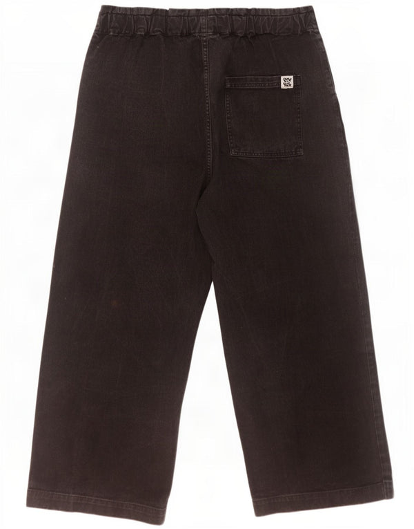 Lucy & Yak Jeans da donna a gamba larga a vita alta UK 16 Large W36 L26 Nero