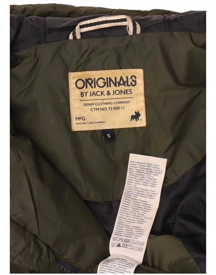 Giacca imbottita con cappuccio da uomo Jack & Jones UK 36 piccola nylon kaki