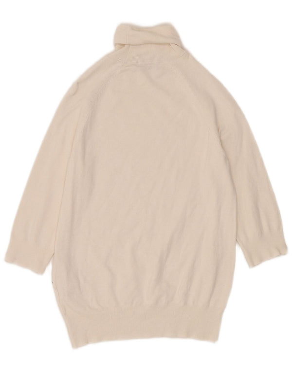 Maglione Zara da donna con collo alto e maniche a 3/4 UK 8 piccolo bianco sporco