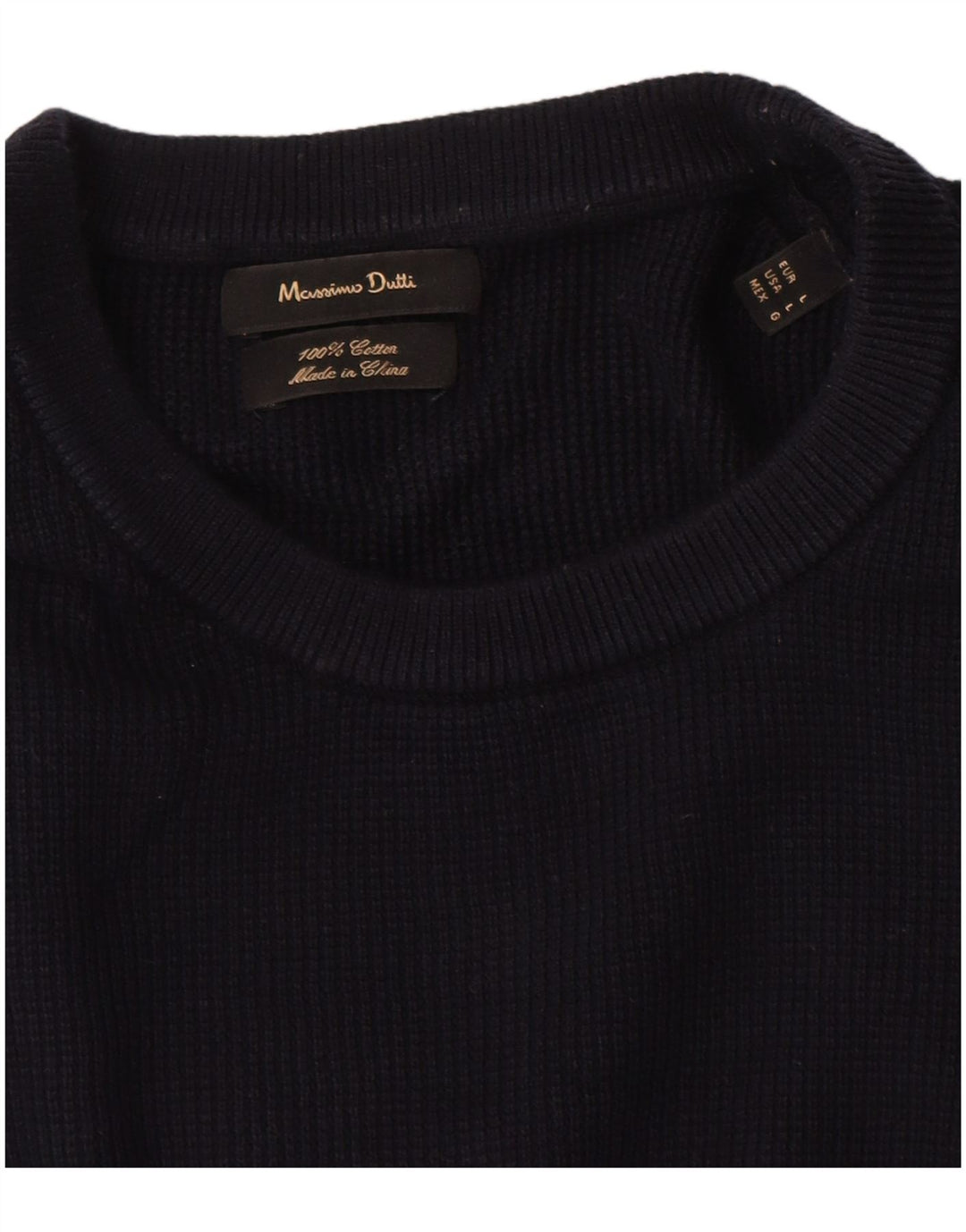 Massimo Dutti Maglione da uomo a maniche corte girocollo maglione grande blu navy