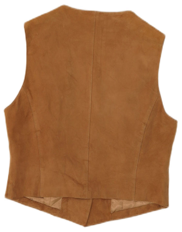 Gilet da donna in pelle scamosciata Stefanel UK 12 Pelle beige medio