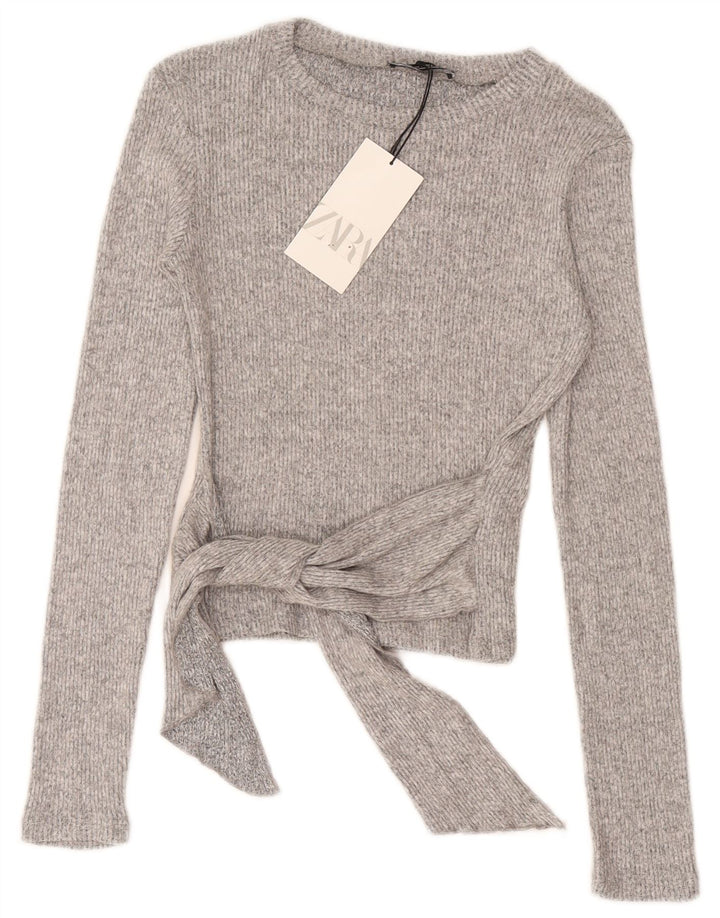 Top corto da donna Zara UK 8 piccolo in viscosa grigia