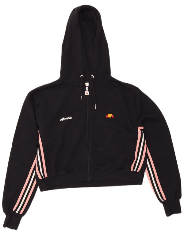 Maglione con cappuccio e zip corto da donna Ellesse UK 12 cotone nero medio