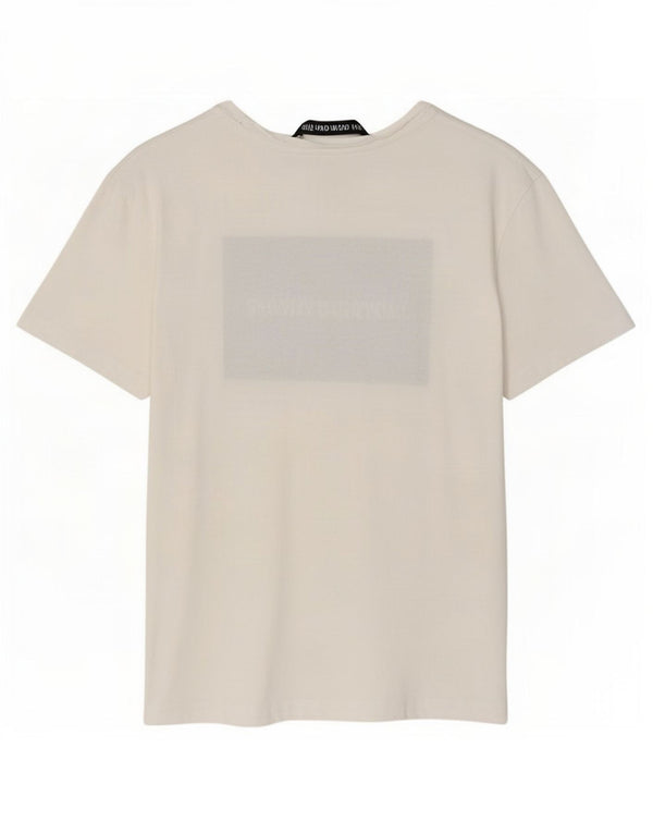 Maglietta grafica da donna Calvin Klein Jeans Top UK 6 XS cotone bianco