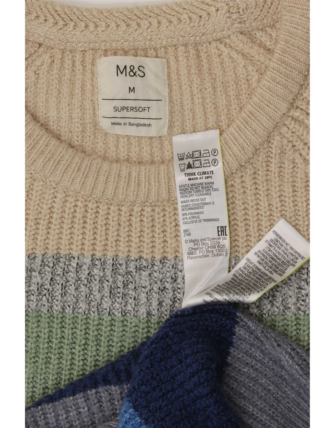 Maglione maglione girocollo da uomo Marks & Spencer a righe medie multicolore